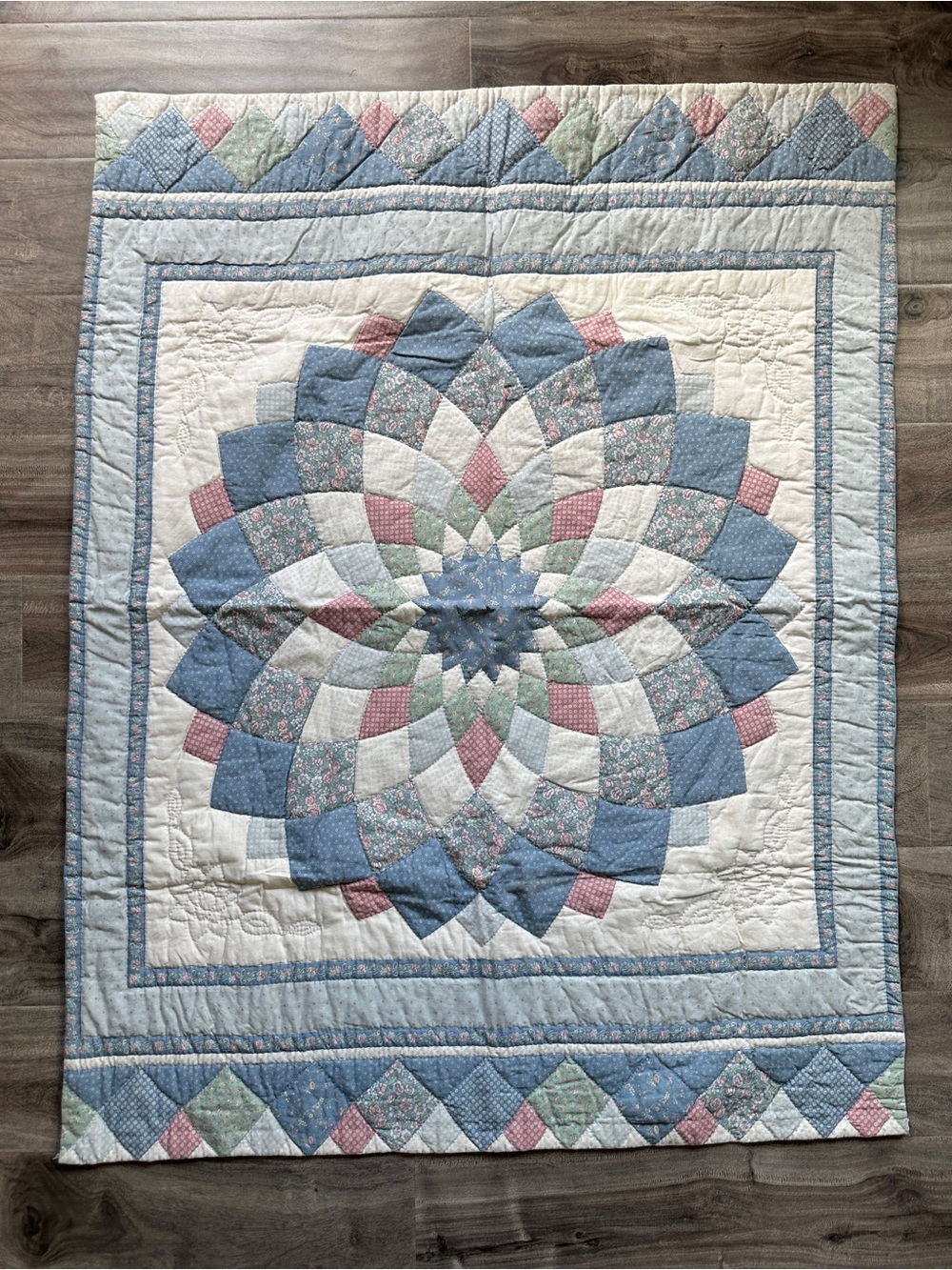 Vintage Floral Patchwork Quilt Wall Hanging Wall Art Pastel Farmhouse Handmade